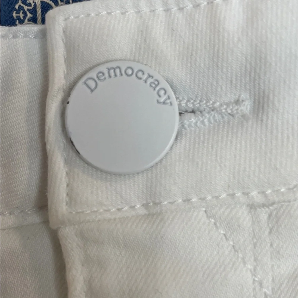DEMOCRACY AB SOLUTION MID-RISE CUFFED BERMUDA SHORTS CLASSIC 6 POCKET WHITE SZ 4